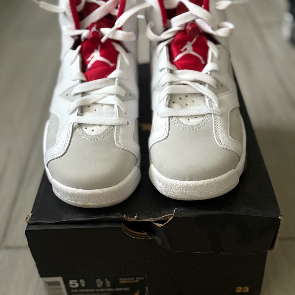 Jordan Kids White and Red Sneakers